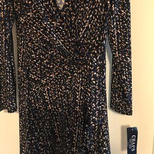 Chaps long sleeve faux wrap dress